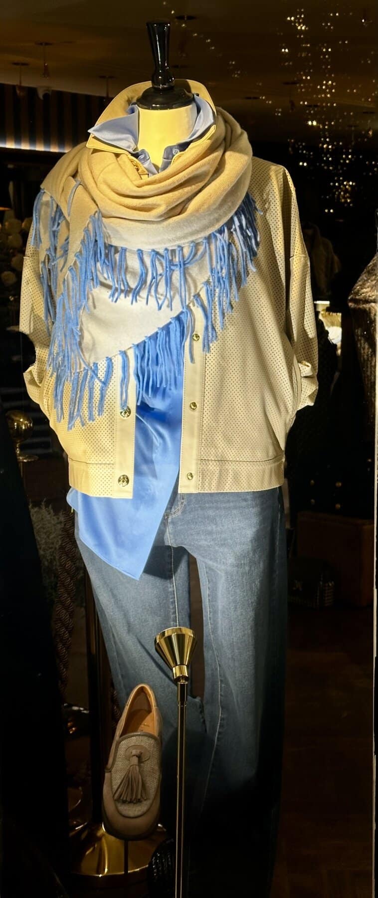 Lederen Vest In Beige